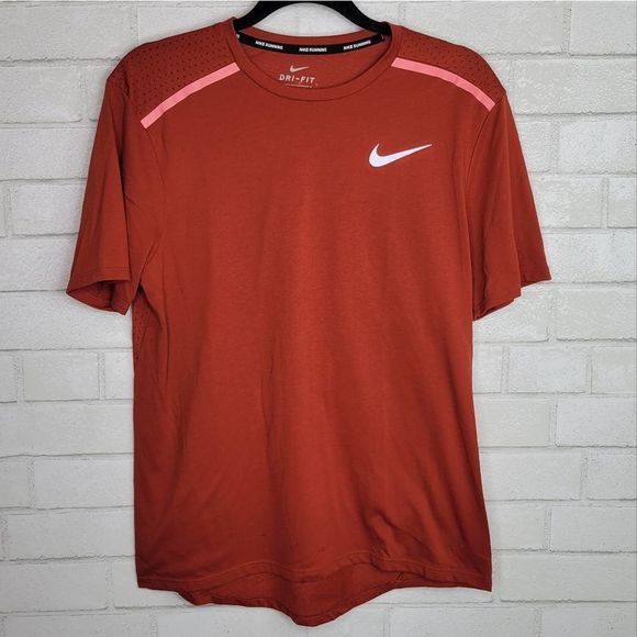 Nike Running Russet Red Orange Workout Tee - Picture 1 of 4
